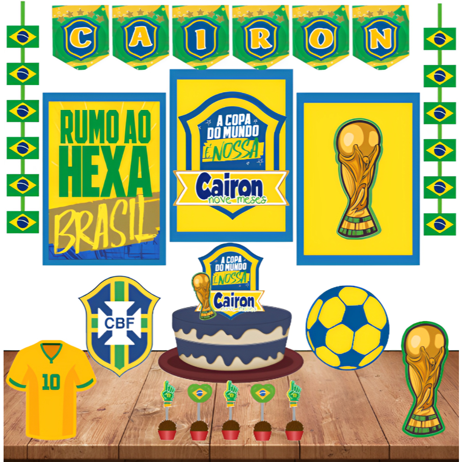 Kit Decoração Festa em Casa Tema Copa do Mundo