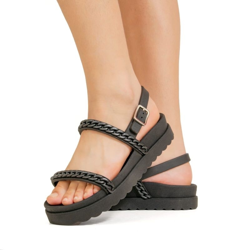 Sandália Feminina Papete Corrente Confortável Antiderrapante Flatform