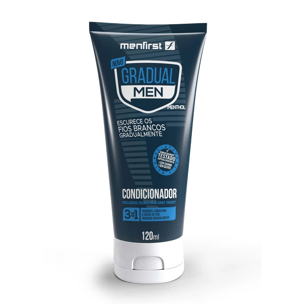 Condicionador Escurecedor de Cabelos Gradual Men Menfirst Preto. em Oferta na Shopee