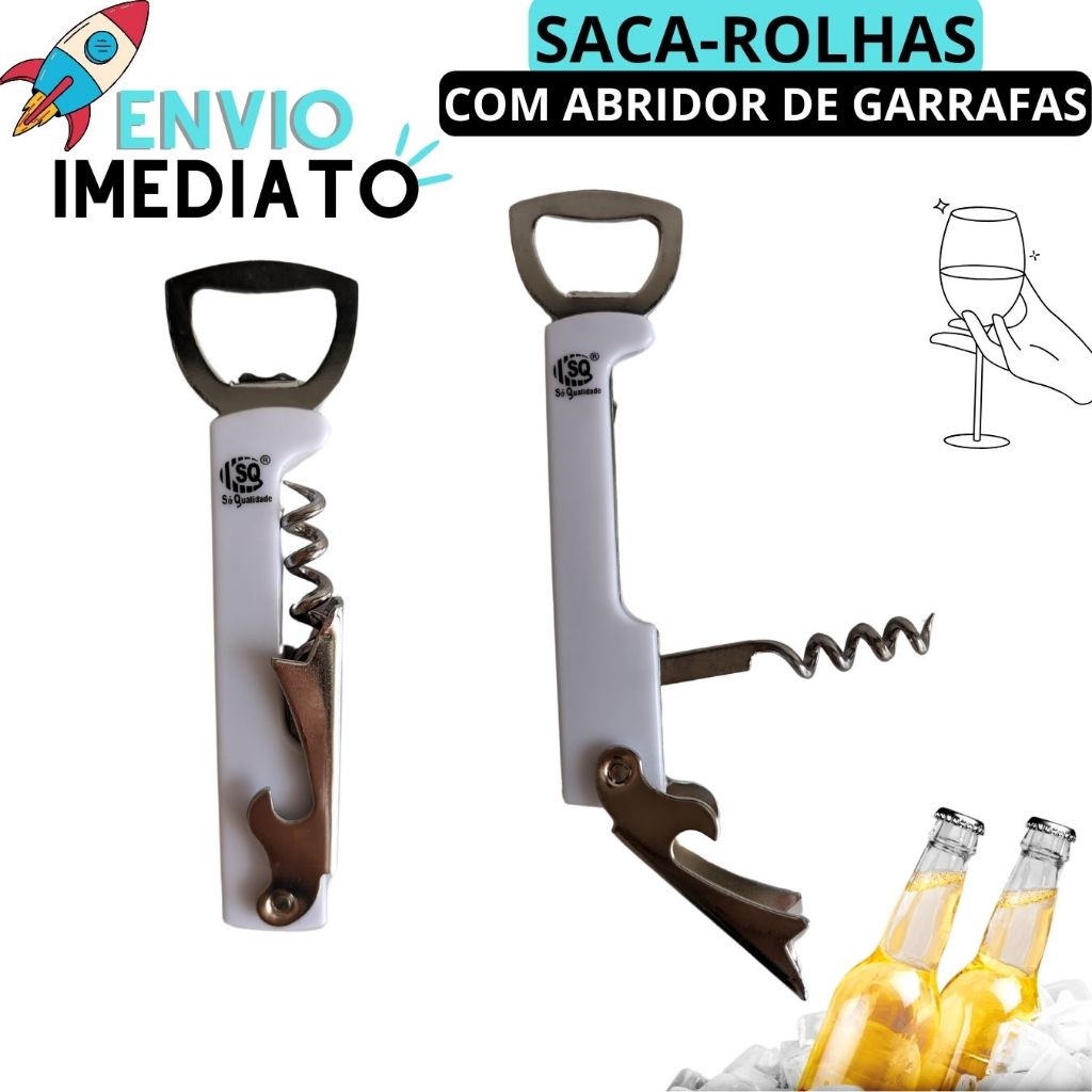 Abridor de Garrafas Saca Rolha Abridor de Cerveja Abridor de Vinhos Abridor 3 em 1 Restaurantes Bares Lanchonetes