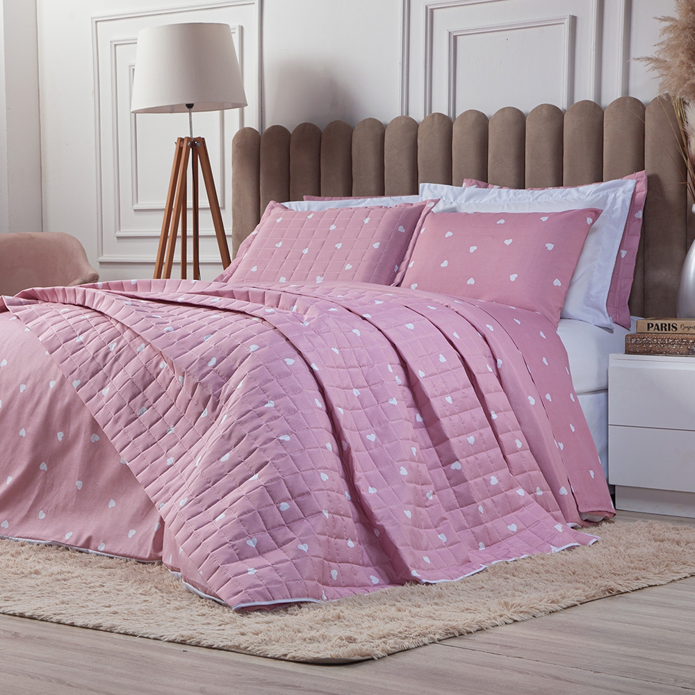 Kit Coordenado 5 peças Cobre Leito Solteiro Jogo de Lençol com elástico Roupa de Cama Posta Completa