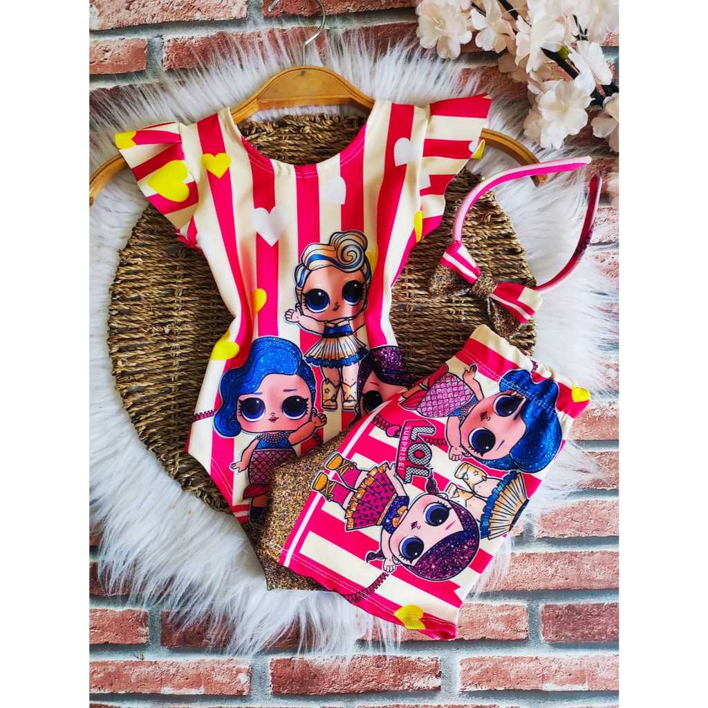Conjunto Bodys Menina Infantil Temático Boneca Lol + Short