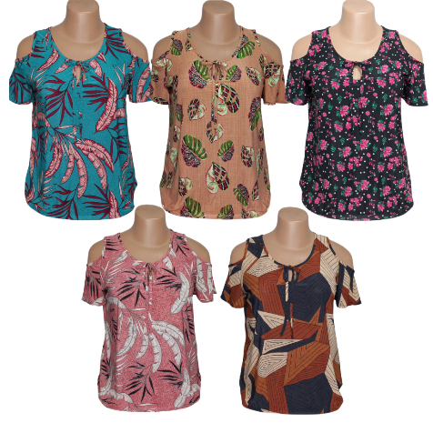 Kit 2 Blusa feminina Estampadas Malha Liganete Confortáveis Senhoras em Oferta na Shopee