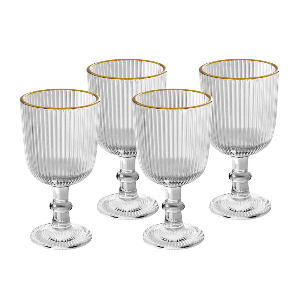 Conjunto 4 Taças de Vidro para Licor com Fio de Ouro Lines 75ml - Wolff em Oferta na Shopee