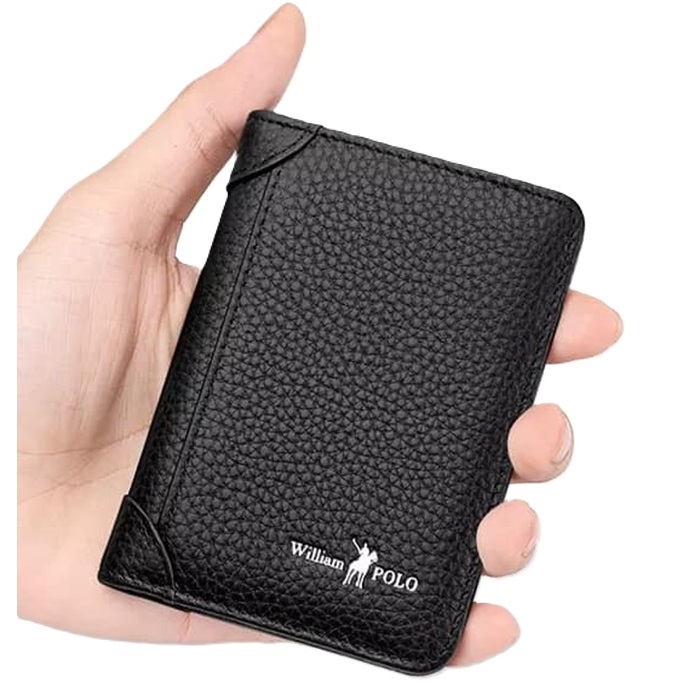 Carteira Masculina William Polo.couro Genuíno Compacta Preta Mod POLO201490