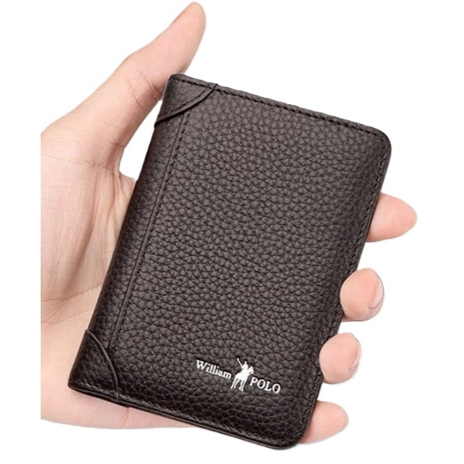 Carteira Masculina William Polo.couro Genuíno Compacta Marrom Escuro Mod POLO201490