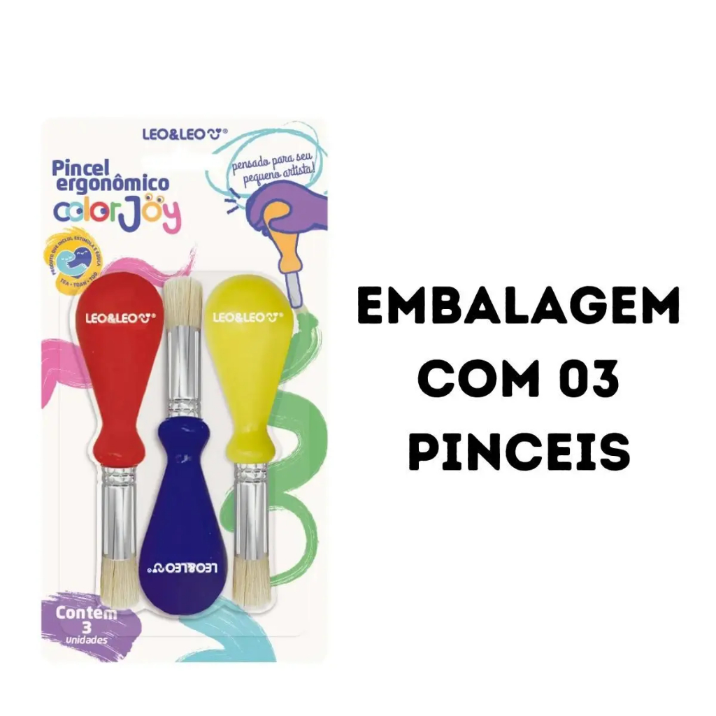 Pincel Com Pega Ergonômica Ponta Redonda Color Joy