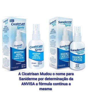 Antisséptico Spray (Ex Cicatrisan) Mudou o nome por determinação da ANVISA agora é (Saniderme) Sanfarma ela  45 Ml