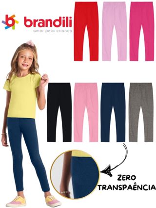 Legging Cotton Infantil Brandili Lisa Básico Diversas Cores Lindas 80076 em Oferta na Shopee