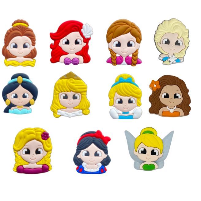 04 a 10 Pins/Bottons Emborrachados Para babuche - Princesas em Oferta na Shopee