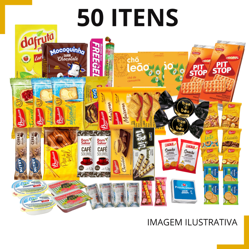 Kit 50 itens de Café da Manhã P/ Montar Cestas Para Presentear Aniversários/lembrancinha de natal em Oferta na Shopee