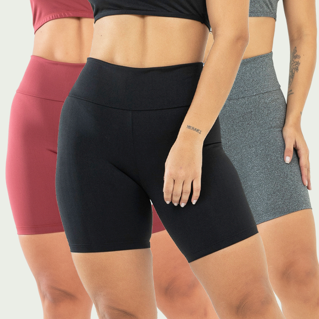 Kit 3 Short Meia Coxa Fitness Legging Academia Feminino