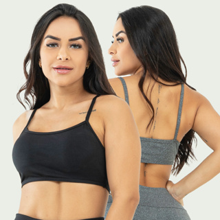 Kit 2 Top Alcinha Fitness Sem Bojo Feminino Academia em Oferta na Shopee