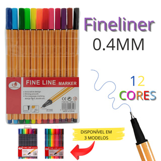 Kit Canetas Fineliner  Ponta Fina 0.4mm 12 Cores em Oferta na Shopee