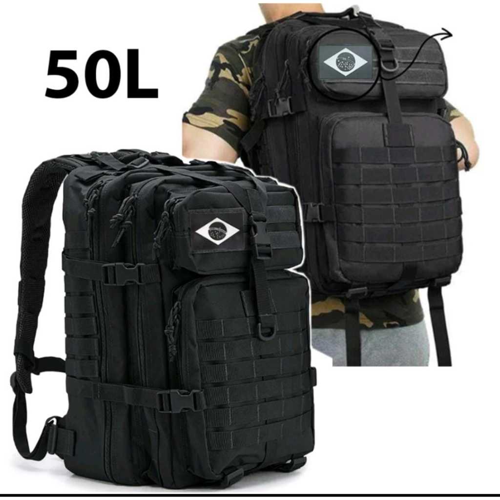 Mochila Tática Militar Grande 50 Litros Reforçada Impermeável Masculina Feminina Camping Grande