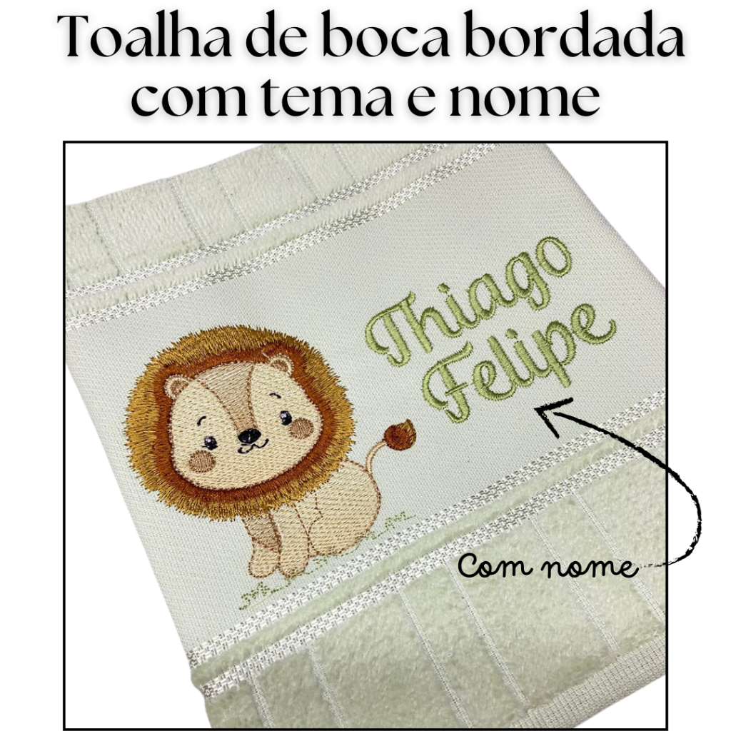 Toalha de boca bordada safari com nome em Oferta na Shopee