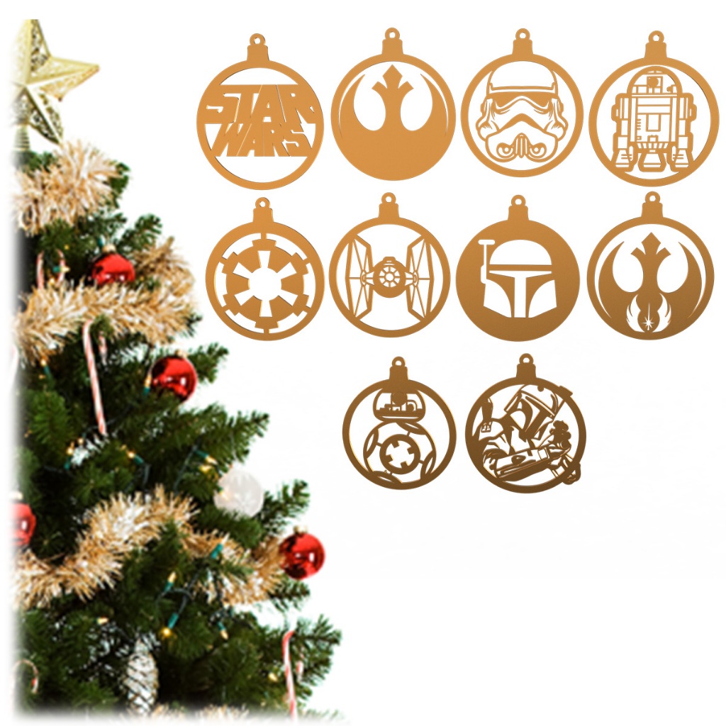 10 Enfeites Star Wars Pendurar Árvore Natal Bolinha  Pisca Pisca  Ornamento