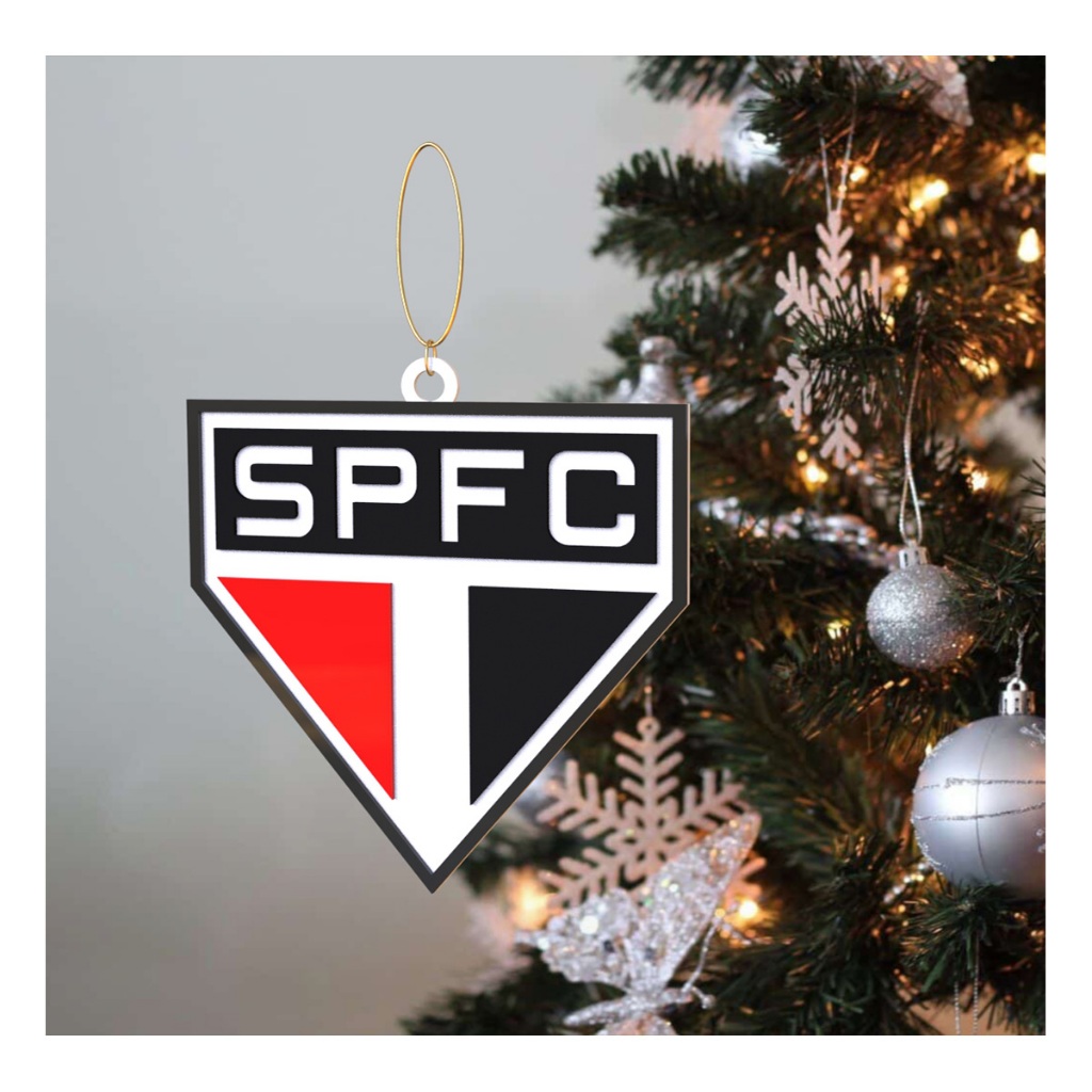 4 Bolinha São Paulo Enfeite Pendurar Arvore de Natal