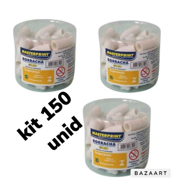 Kit 150 Borracha Branca para Ponteira de Lápis Escolar Borracha Ponteira Atacado
