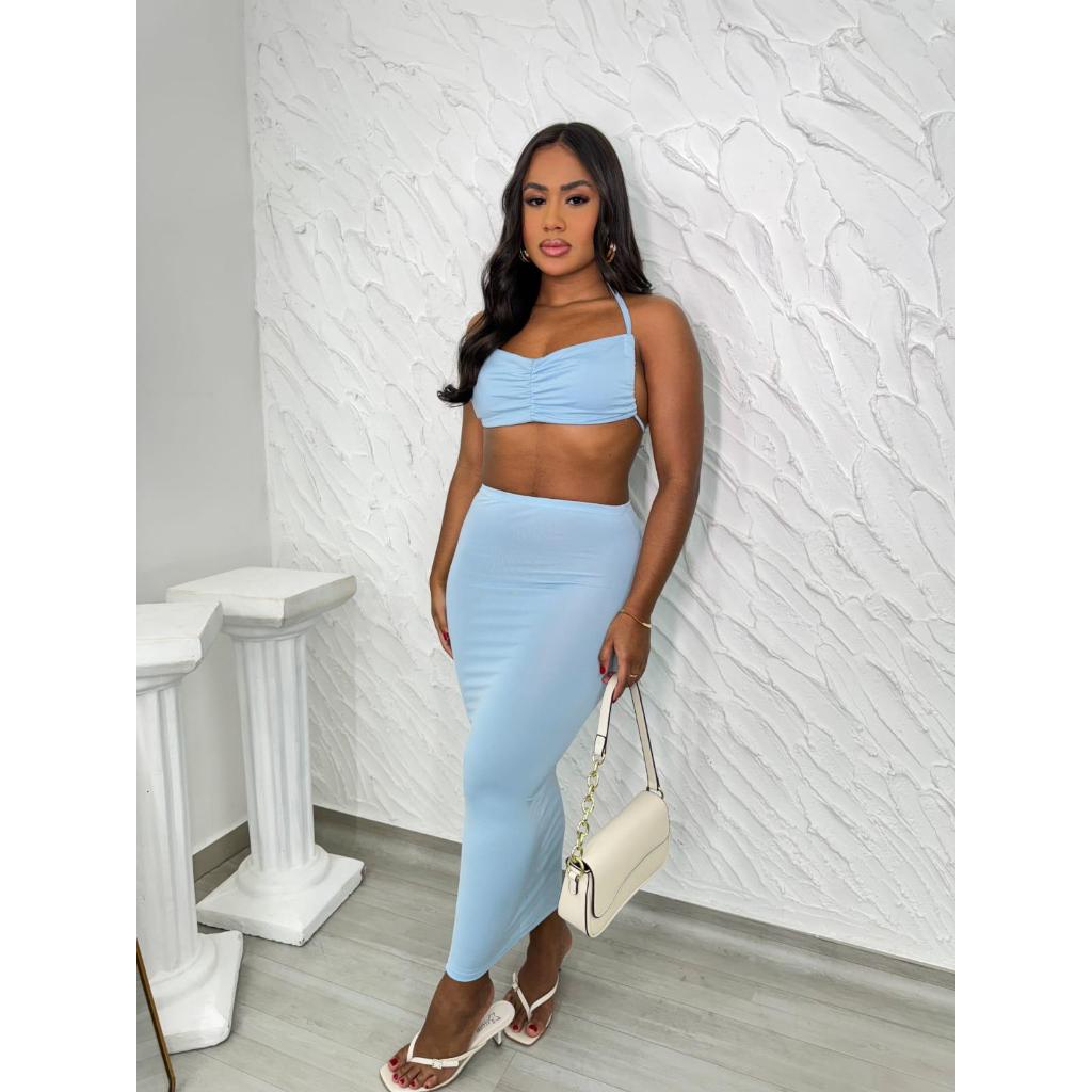 Conjunto Cropped e Saia MIDI Feminina Moda Gringa Carol em Oferta na Shopee