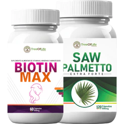 Biotin Max (biotina) 500mg 60 Cáps + Saw Palmetto 500mg 120 Cáps