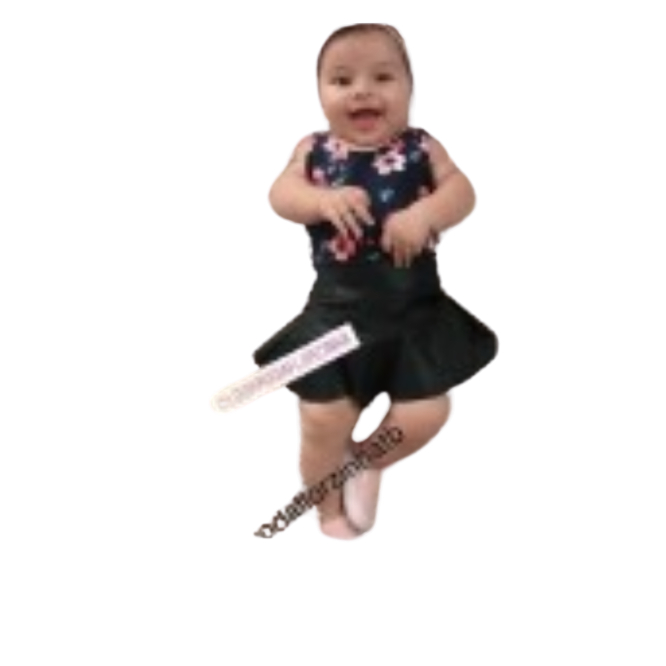 saia preta infantil peplum couro fake
