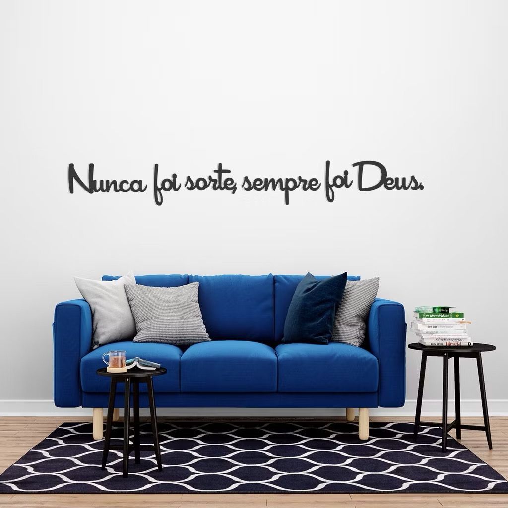 Frase Nunca foi sorte sempre foi Deus em MDF quadro Decorativo Religioso