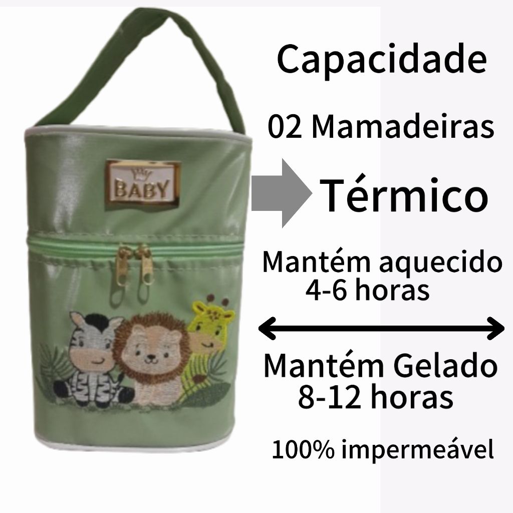 Porta Mamadeira Termico Duplo Com Isopor Removível  Tema Safari em Oferta na Shopee