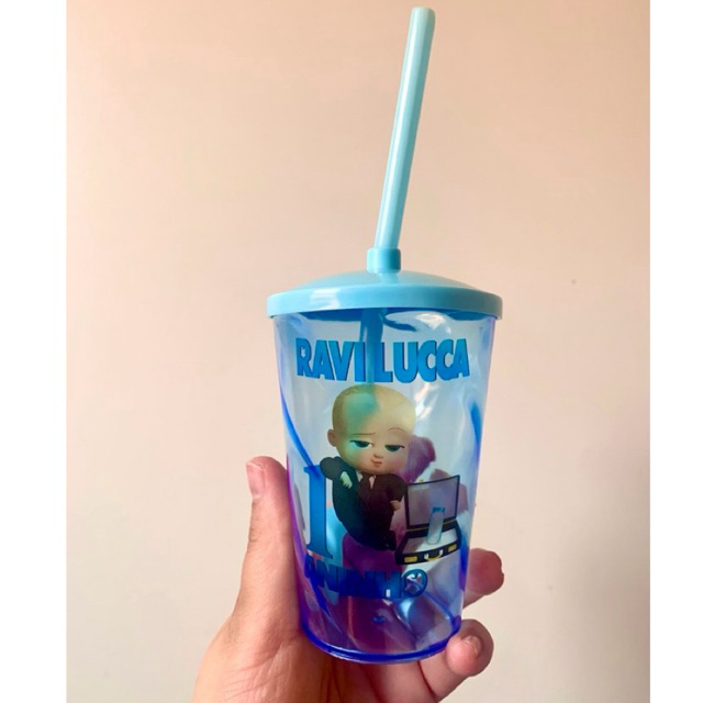 Copo Twister Poderoso Chefinho Personalizado Lembrancinha de Aniversário- Copo com Canudo
