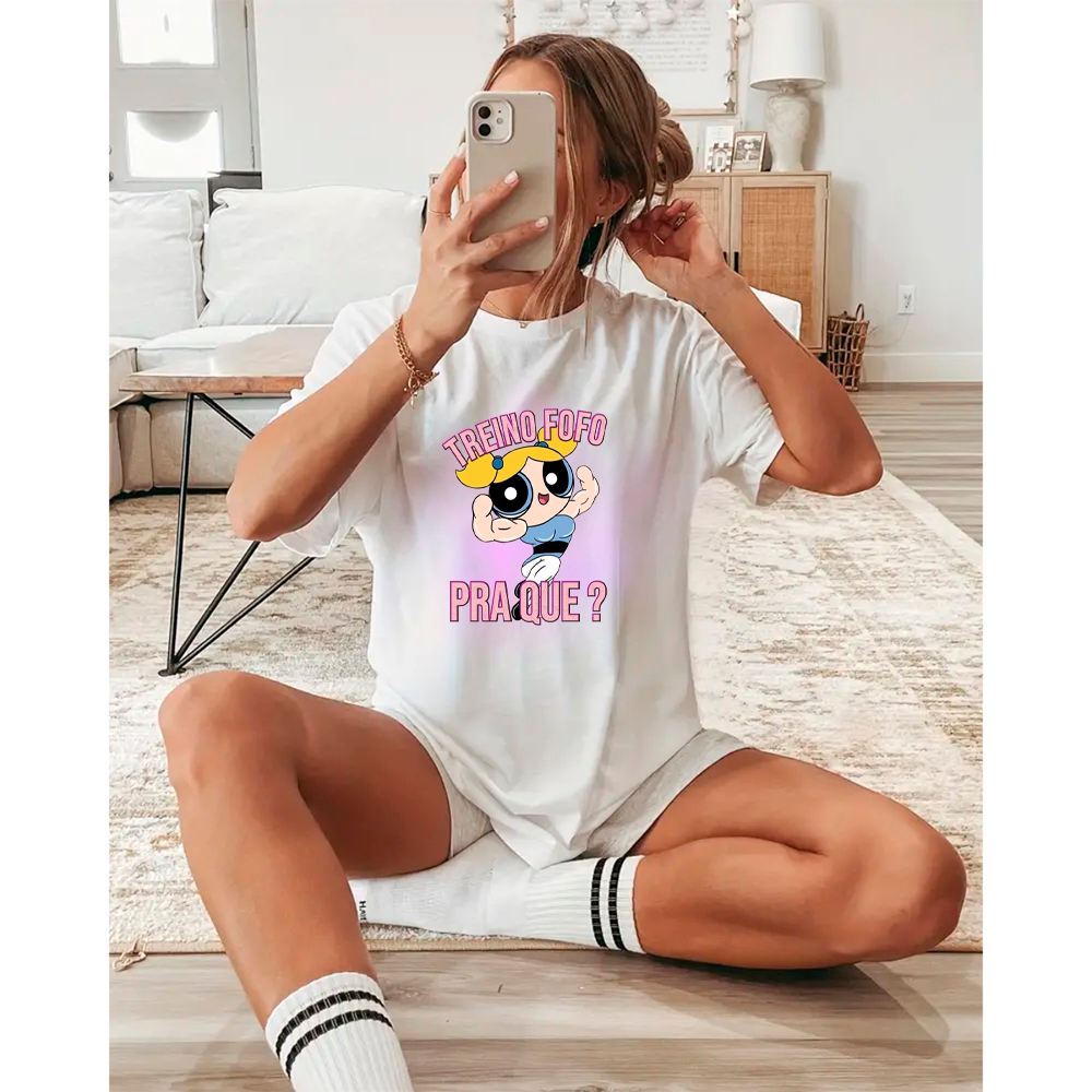 Camiseta Oversized Feminina Florzinha Maromba Premium Estilosa Confortavel Academia Treino Blusao