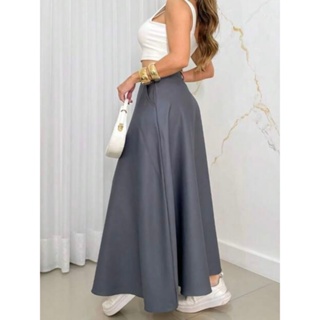 Saia Longa Rodada Feminina  Alfaiataria Moda Evangélica  Casual Básica Inverno Cintura Alta  Elegante Tendência em Oferta na Shopee