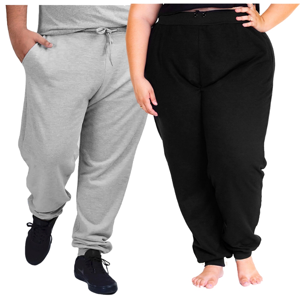Kit 2 Calças Moletom Jogger Plus Size Básicas Com Punho Unissex do P ao G10