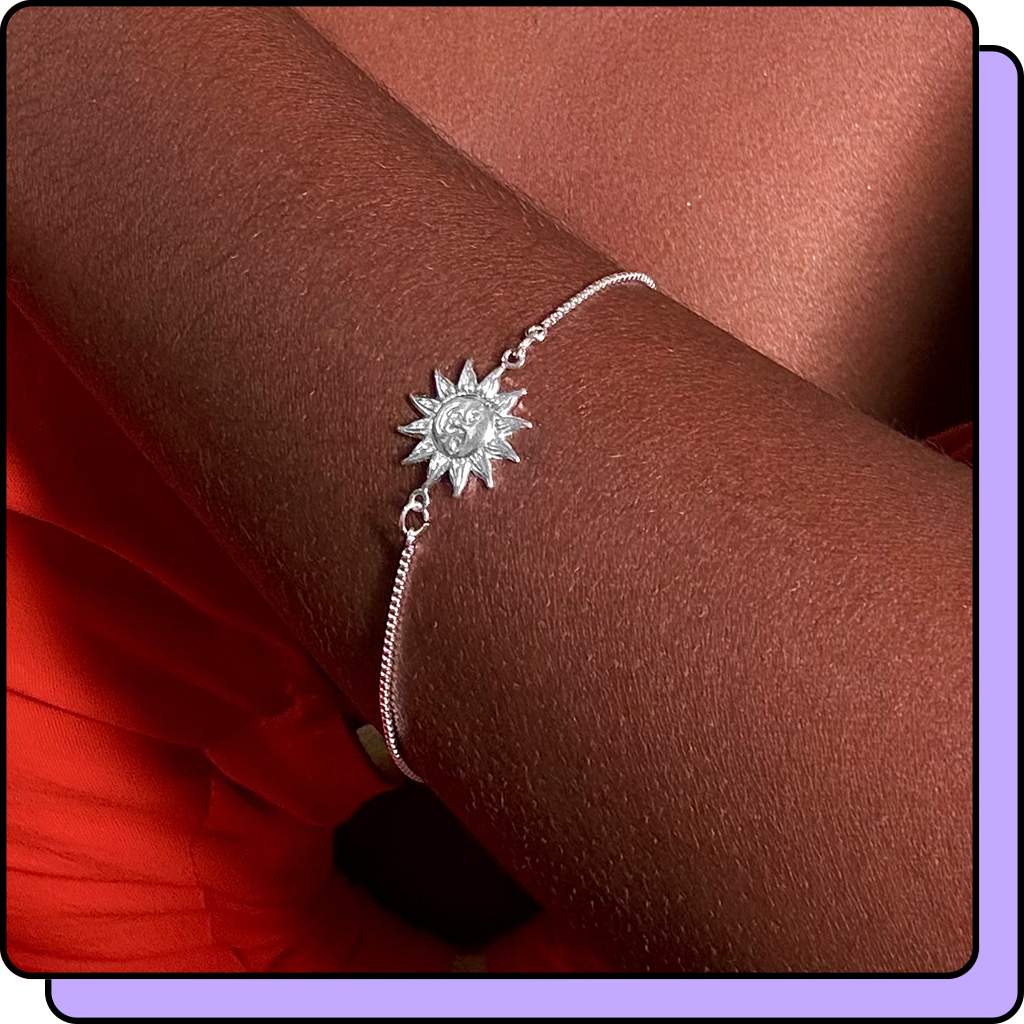 Pulseira Prata 925 Sol Banhada Pulseiras Feminina Astrologia em Oferta na Shopee