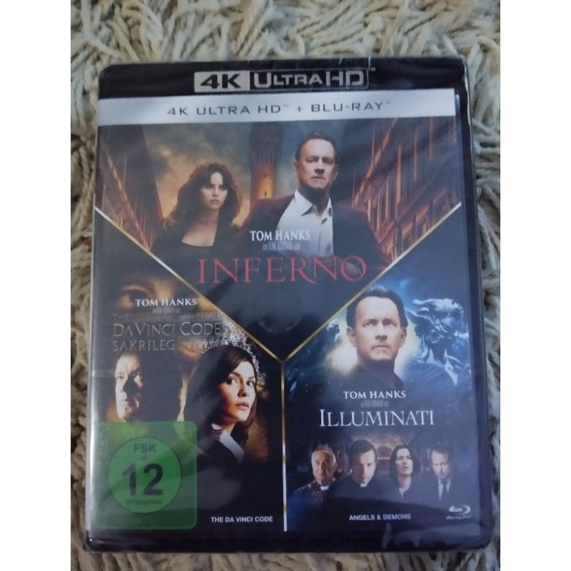 Box Blu ray 4K Ultra HD + Blu ray Código da Vinci + Inferno + Anjos e Demônios, 6 Discos. LACRADO!