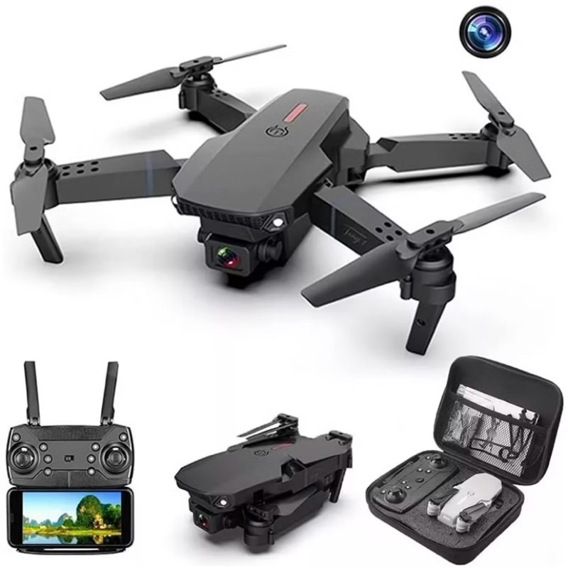 Profissional mini drone de controle remoto e88 4k hd câmera aérea wifi fpv dobrável quadcopter rc helicóptero brinquedo