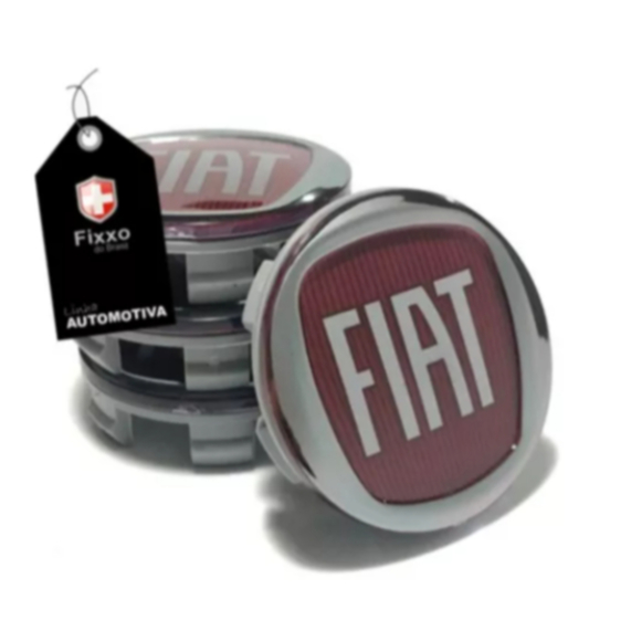 5 Center Cap Calotinha Da Roda 60mm Fiat Toro 60mm Vermelho