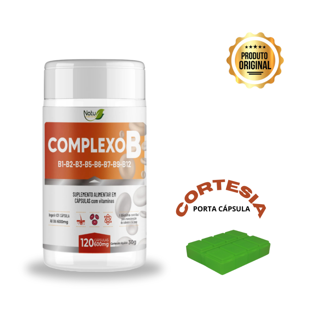 Complexo B Completo 8 Vitaminas B1 B2 B6 B12 Alta Pureza Natu Premium  60 / 120 Cápsulas