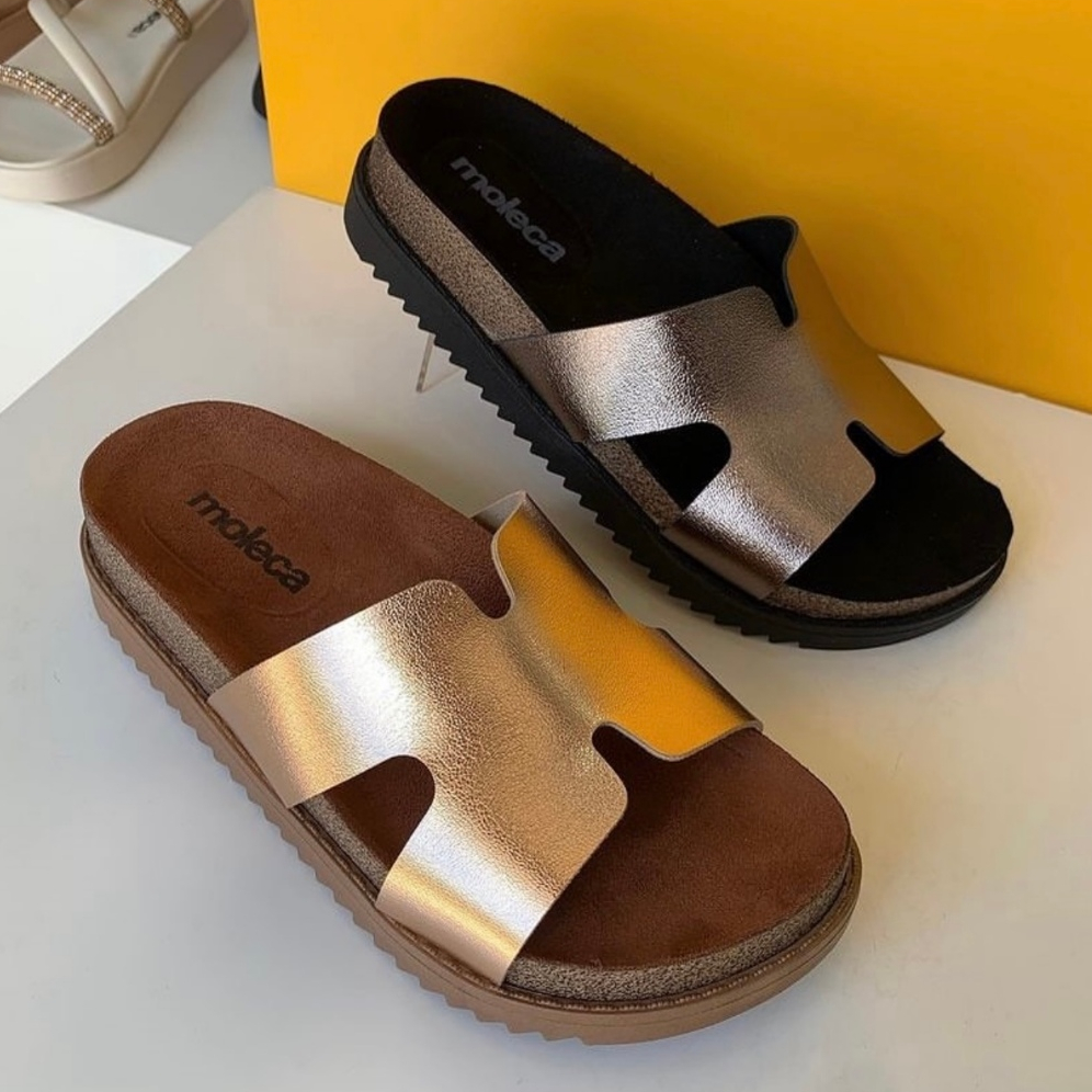 Chinelo Papete Moleca Feminina Metalizada H Dia a Dia em Oferta na Shopee