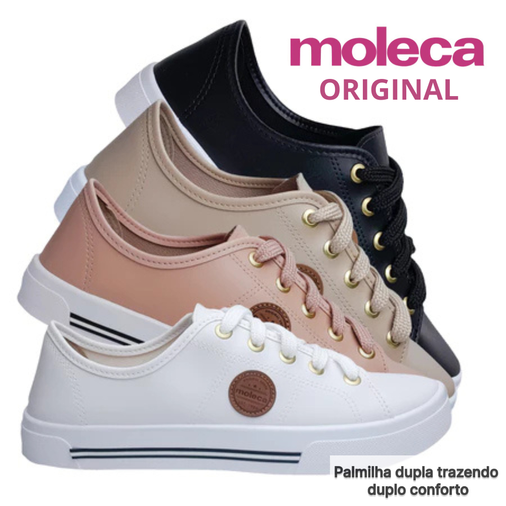 Tênis Casual Feminino Moleca Original Napa Envio Imediato Branco Preto
