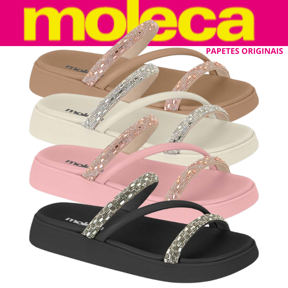 Sandalia Papete Moleca Chinelo Feminina Flatform Com Strass Original