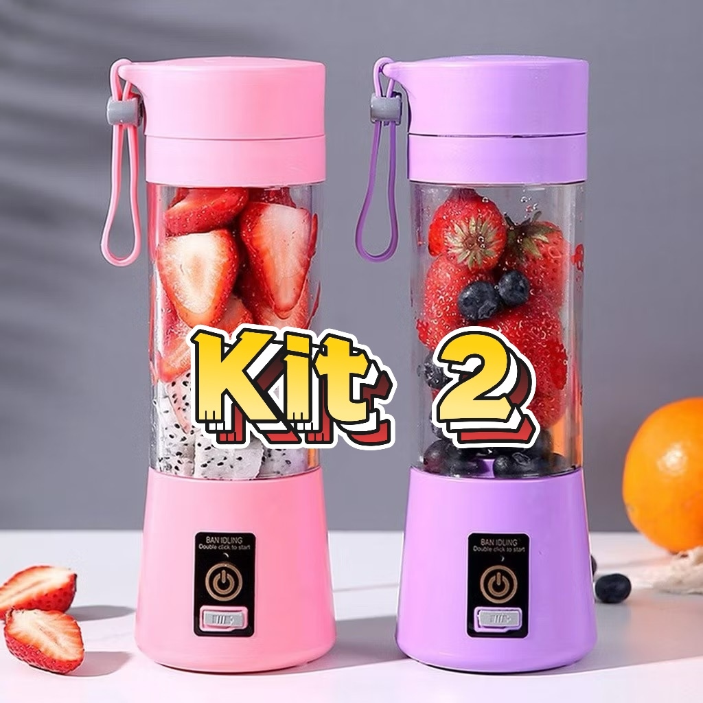 Kit 1-2 Mini Liquidificador Portátil Shake 6 Laminas + Cabo USB