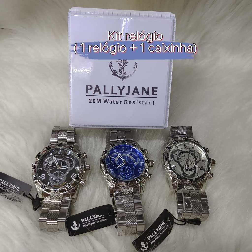 KIT Relógio Pallyjane Masculino a Prova D´Água Homem Relógios De Pulso De Quartzo De Aço Inoxidável + Caixinha em Oferta na Shopee