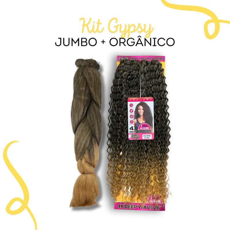 Kit Gypsy Jumbo + Cacho Bio Orgânico Juliana Cabelo Organico p/ Trança Entrelace Gypsy Braids Yan hair