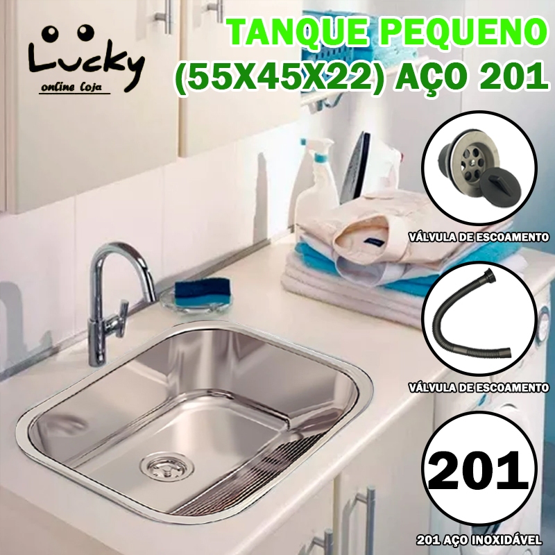 Tanque Monobloco Lavanderia Aço Inox Escovado 44 X 44 X 20 cm-SUS201 em Oferta na Shopee