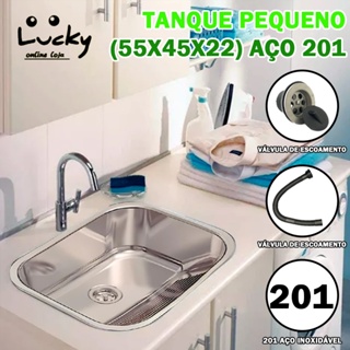 Tanque Monobloco Lavanderia Aço Inox Escovado 44 X 44 X 20 cm-SUS201 em Oferta na Shopee