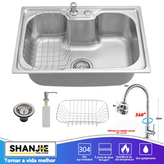 Cuba para cozinha gourmet pia aço inox com acessórios 60/50 cm