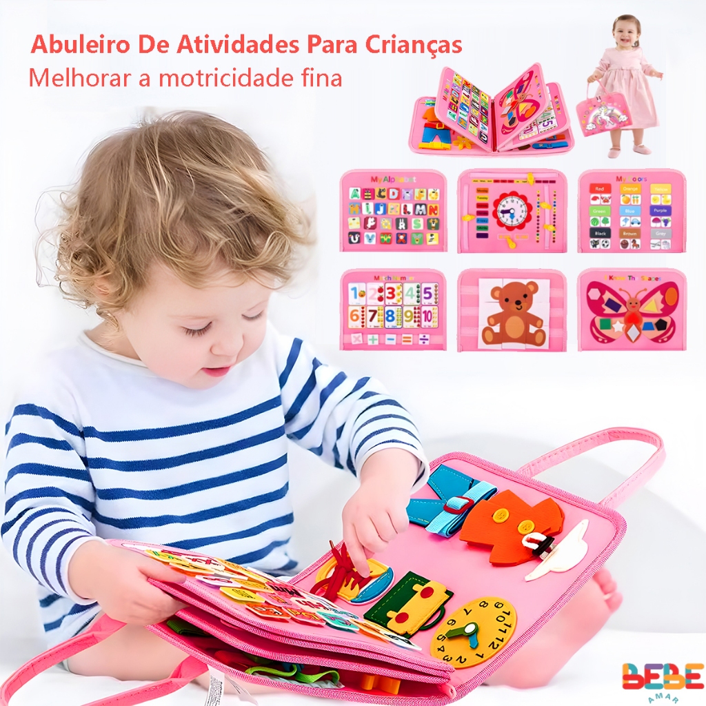 Montessori Busy Board Para Crianças  Brinquedos Educacional Sensoriais De Habilidades Básicas