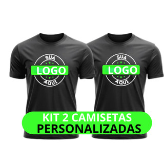 KIT-2 CAMISAS 100% ALGODÃO UNISSEX SUA ESTAMPA PERSONALIZADA ART LOGO UNIFORME FRASE OU FOTO