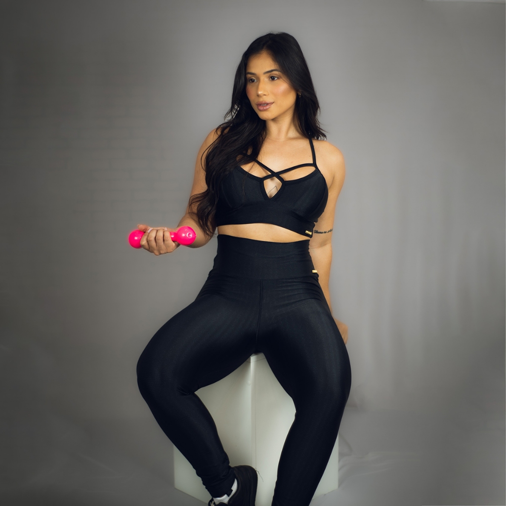 Conjunto Fitness Feminino Calça Legging Top Cirrê Ikat Poliamida em Oferta na Shopee