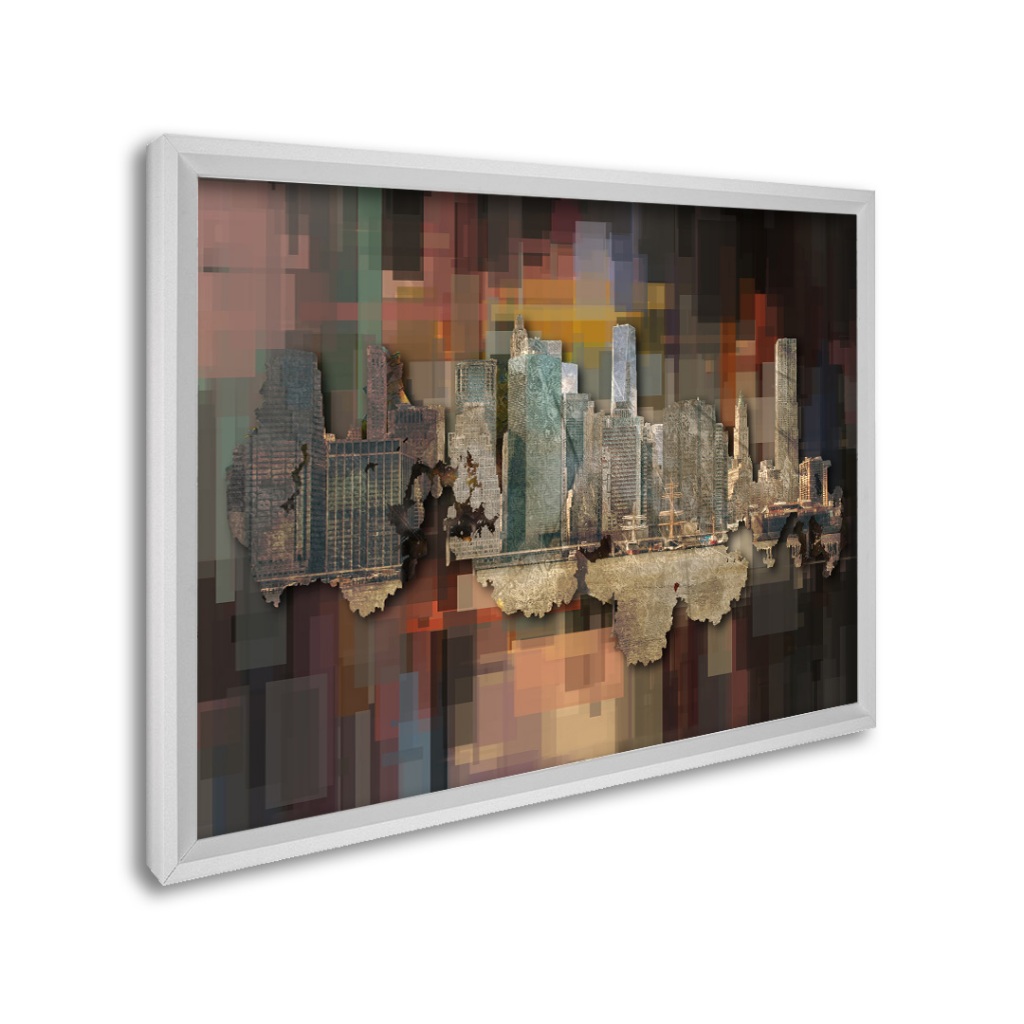 QUADRO DECORATIVO ABSTRATO CIDADE MOLDURA COM OU SEM VIDRO - Home & Living